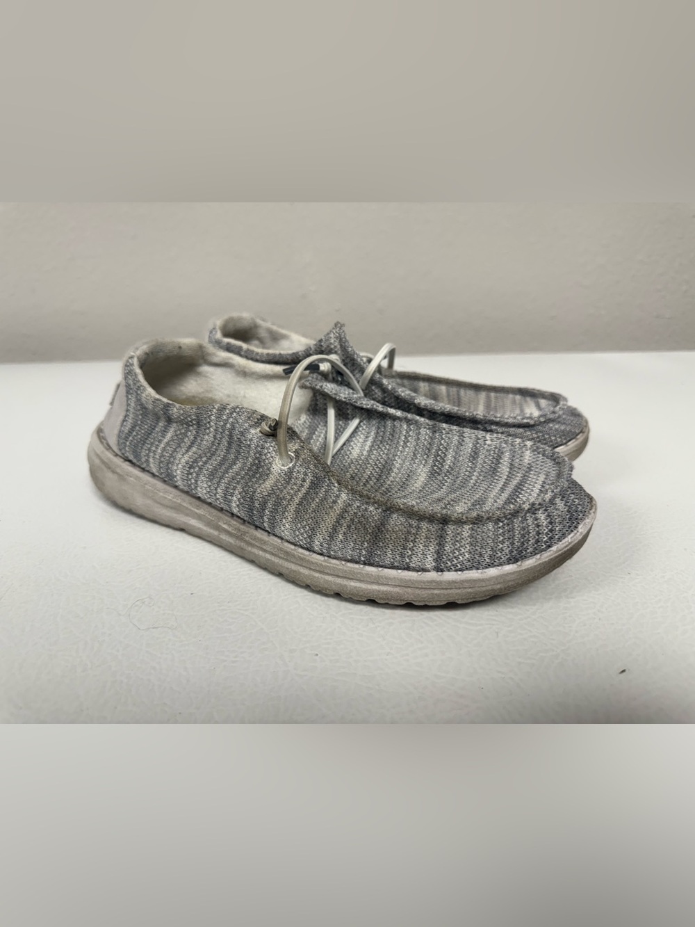Hey Dude Wendy Sox Glacier Grey Slip On Knit Shoes Casual Loafers Women 7